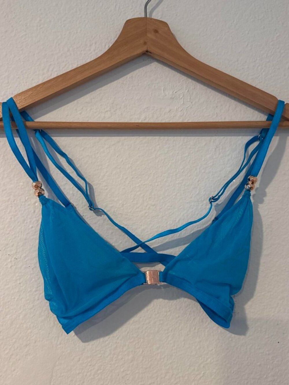 Savage X Fenty Blue bra top with rose gold accents
